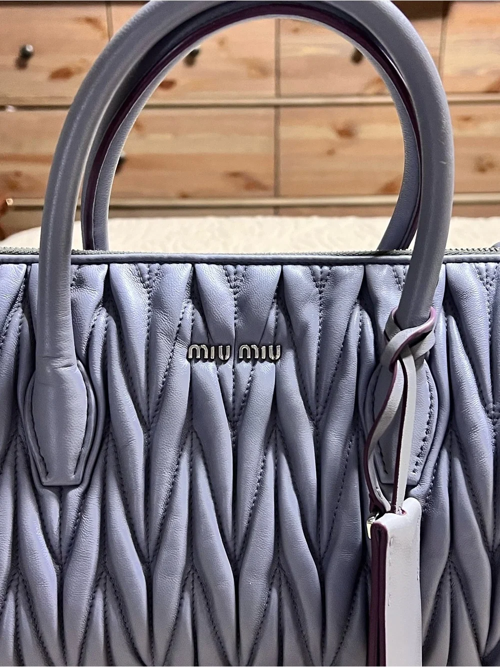 Miu Miu Lavender Matelassé Satchel with Detachable Strap